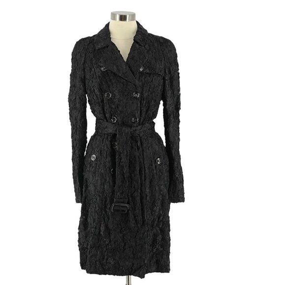 Burberry Jackets & Blazers - NWT Burberry Prorsum RARE Black Guipure Lace Belted Trench Coat Women's US 10